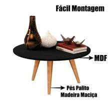 Dubai Center Table Round Decorative Table Living Room Wooden Toothpick Leg Support - 黑色 - 查看 3