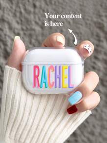 1pc Customized Colorful Name Text Transparent Earphone Protective Case Compatible With Apple 1/2/3,Customized Earphone Cases,Chic Autumn,Stylish,Colorful,Vintage,Cute,Contracted,Funny,Custom,Personalized,Unique,Customized,Ideal Gifts For Him,Ideal Gifts For Her,Boyfriend,Girlfriend,Family,Friends,Grandparents,Couple,For Anniversaries,For Birthdays - Clear - View 4