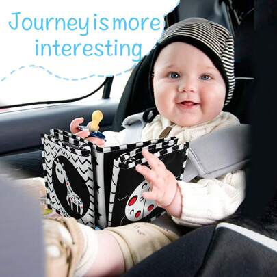 1 pezzo Tessuto di stoffa a fantasia di coccinelle bianco e nero, materiale con stimolazione sensoriale morbida con motivo a contrasto di insetti cartoni animati, adatto come regalo per neonati, colore del marchio casuale