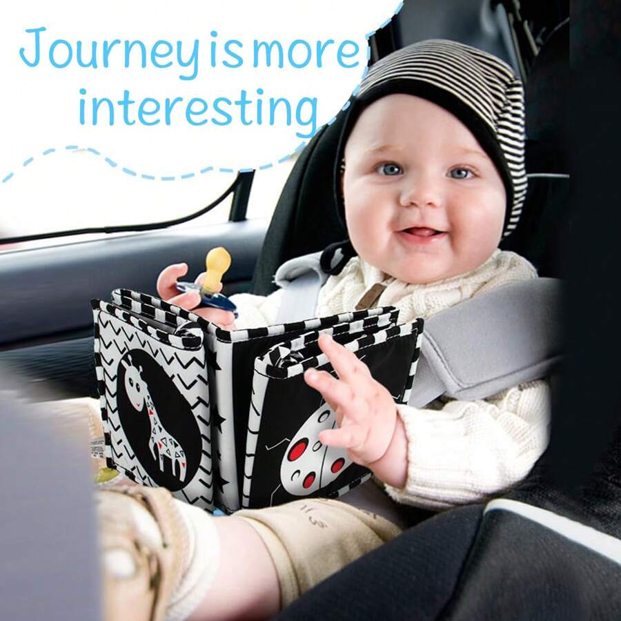 1 件黑白瓢虫布料，柔软感官刺激材料，对比色卡通昆虫图案，适合新生儿礼物，品牌颜色随机 - 黑與白 - 查看 1