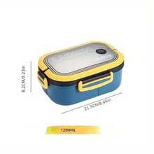 1 pièce Boîte à lunch scellée en 2 couches de 1200 ml pour enfants, fruits, étudiants, travailleurs de bureau. Boîte à bentô micro-ondable avec fourchette et cuillère. Cadeau de Noël - Multicolore - Voir 4