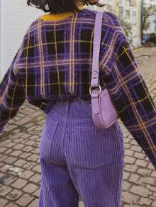 Quần ống suông bằng vải nhung thường ngày thu đông dành cho nữ - Màu tím - Xem 2