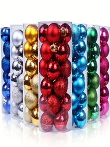 24 piezas/Caja Bolas de Navidad Mini de 4 cm/2.9 cm, Adornos colgantes a prueba de roturas para Navidad, cumpleaños, San Valentín, fiesta de bodas, hogar, oficina, exterior, árbol de Navidad, crear ambiente navideño, regalo de Navidad