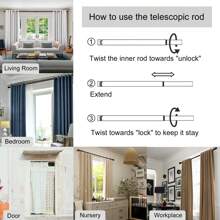 1 件装窗户窗帘杆，现代装饰黄铜窗帘杆，重型窗帘杆，黑色窗帘杆，适用于卧室、客厅、露台、厨房、农舍，可调节易安装窗帘杆 - 黑色 - 查看 5