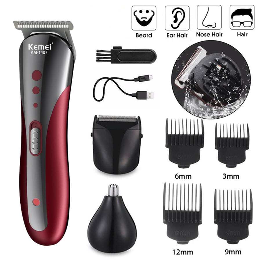 Máquina de cortar el pelo eléctrica KEMEI KM-1407, cortador de pelo, cortador de pelo de la nariz, tres en uno