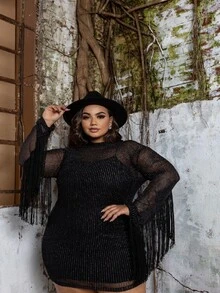 Plus Size Dresses - 金銀絲線 - 查看 2