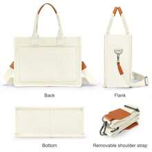 Canvas Tote Bag For Women With Pockets Crossbody Bag Tote Shoulder Handbags Casual Work Bags Everything Tote Bag - 米色 - 查看 5