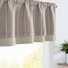 Vangao Nautical Valance Striped Linen Curtain Farmhouse Room Darkening Kitchen Valance For Living Room Bathroom Window Double Layer Blackout Window Valance Pinstripe Valance 1 Panel - 灰色 - 查看 1