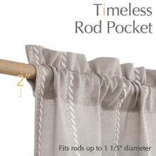 Vangao Nautical Valance Striped Linen Curtain Farmhouse Room Darkening Kitchen Valance For Living Room Bathroom Window Double Layer Blackout Window Valance Pinstripe Valance 1 Panel - 灰色 - 查看 6