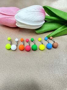 Bauchnabel-Piercing in Barbell-Form, hypoallergen, modisches Design mit seidig-glatter Textur und 15-farbiger Mischung aus Acryl und Edelstahl, ideal für den täglichen Gebrauch von Frauen und für Anlässe wie Hochzeiten, Muttertag usw.