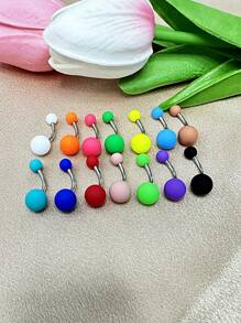 Bauchnabel-Piercing in Barbell-Form, hypoallergen, modisches Design mit seidig-glatter Textur und 15-farbiger Mischung aus Acryl und Edelstahl, ideal für den täglichen Gebrauch von Frauen und für Anlässe wie Hochzeiten, Muttertag usw.