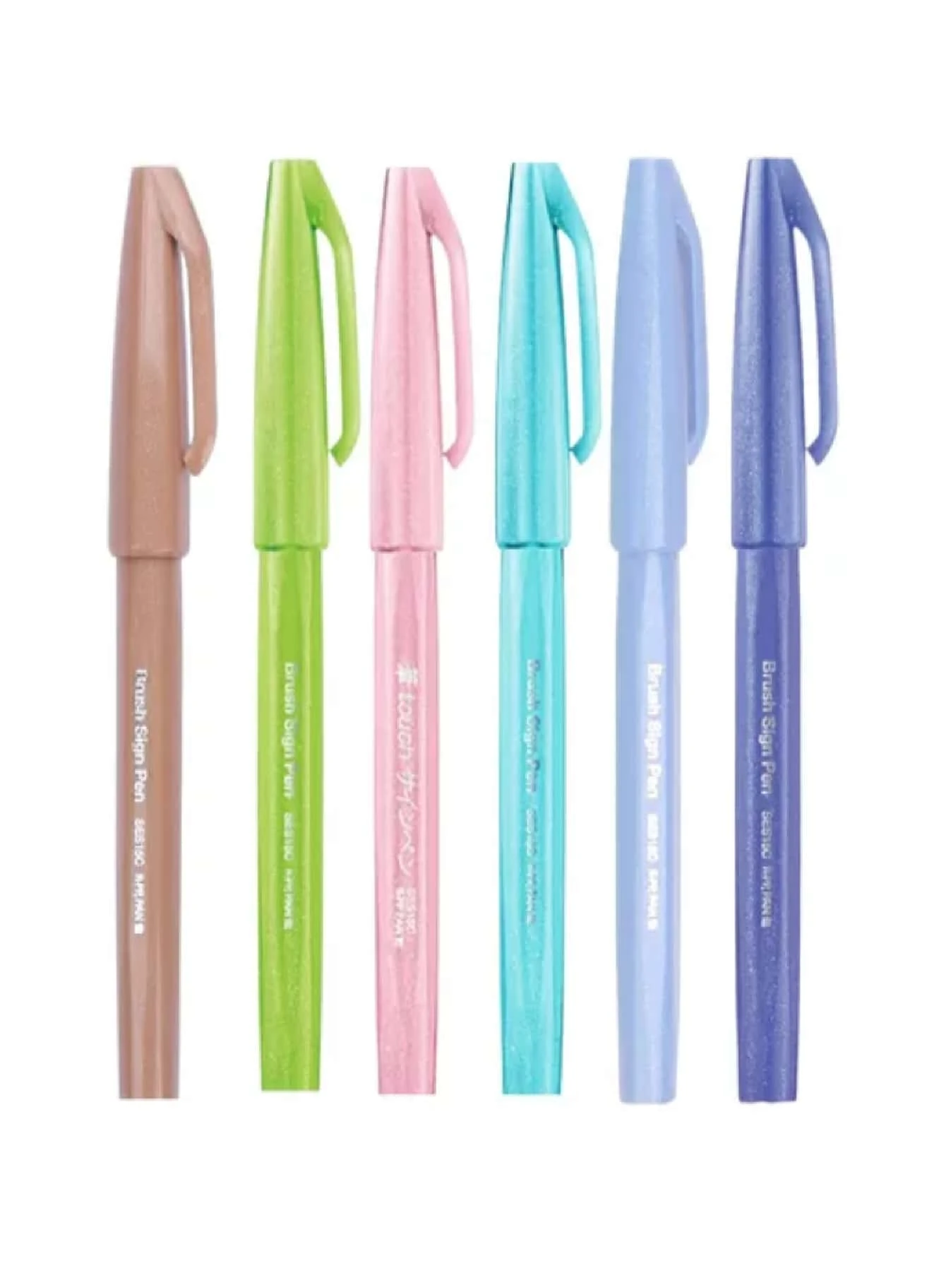 Brush Pens Kit Sign Pen Lettering Card 6 Colors Pentel Arts - 彩色 - 查看 1
