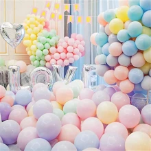 100 piezas Globos de látex de 10 pulgadas de colores pastel, globos redondos de helio multicolor tipo macarrón para decoración de fiesta de cumpleaños, arcoíris, boda