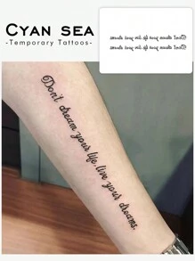 1sheet Letter Graphic Tattoo Sticker - Black - View 1