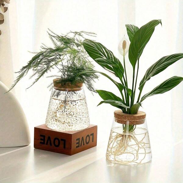Vintage-Inspired Glass Vase With Cork Stopper - Geometric Round Design For Hydroponic Plants, Perfect For Indoor/Outdoor Decor & Wedding Accents Gifts Birthday Graduation