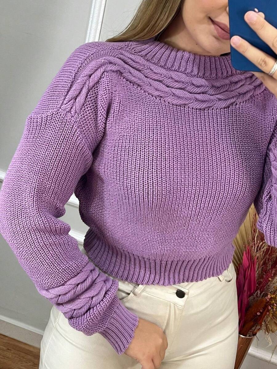 Women Knit Tops - 中紫紅色 - 查看 1