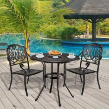 32*32*41" Outdoor Cast Aluminum Round Dining Table - Bronze - View 2