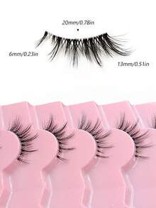 Rikuaild 7 Pairs Half Lashes With Clear Band Natural Looking Wispy Cat Eye Eyelashes 3D Fluffy False Lashes Eye Tail Elongation - Black - View 3
