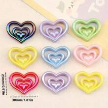 15入組鮮豔色彩中空心形珠子DIY串珠筆、手機掛飾配件隨機配色裝飾珠子 - 查看 2