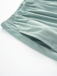 2 件套女士睡衣套装，长袖衬衫和长裤，吸湿排汗透气睡衣，适合春秋季节 - 綠色 - 查看 4