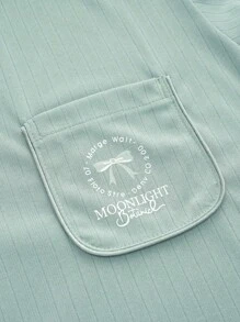 2 件套女士睡衣套装，长袖衬衫和长裤，吸湿排汗透气睡衣，适合春秋季节 - 綠色 - 查看 2