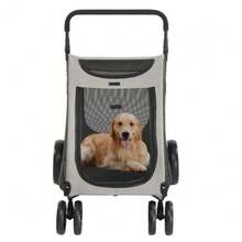 Dog Stroller For Medium To Large Dogs, Foldable Dog Wagon With 4 Wheels, Adjustable Handle, Bid Dog Jogger Stroller, Grey - Xám - Xem 5