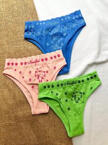 Kit 3 Children Girls Comfort Fabric Panties - 彩色 - 查看 5