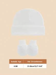4pcs/Set Solid Color Newborn Baby Hat + Scratch Mittens Suit, 0-3 Months, Extremely Soft And Comfortable, Great Gift For Newborns - 彩色 - 查看 5