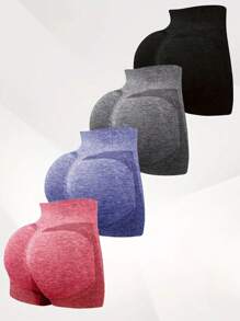 Kit With 4 Shorts Butt Lifting Zero Transparency Gym For Sports Training Fitness Yoga High Waist Suplex - 彩色 - 查看 7