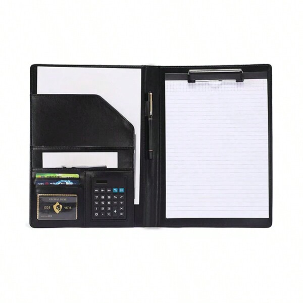 Carpeta Folder Carta Tipo Portafolio Empresarial Multifuncional A4 Documentos Escolar Ejecutiva Soporte Papeles Bloc De Notas Apartado Para Boligrafo Pluma Porta Tarjetas Organizador Practico Ligero Viaje Mochila Toque De Elegancia CARPETA EJECUTIVA PIEL NEGRO