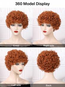 橙色假发卷曲短假发罗伯特夫人假发姜色万圣节服装女士假发 - 臟橘色 - 查看 6
