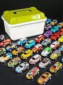 Coche de carreras a escala Mini de metal con lanzador de pista, juego de carreras, juguete antiestrés, coche de juguete