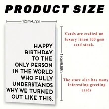 1pc Funny Birthday Card - Humorous Card Designed For Siblings Or Best Friends, Sincere Theme Of Friendship, Sending Heartfelt Birthday Wishes For A Special Celebration, Friendship Card, Gift Card,Christmas - Red - View 2