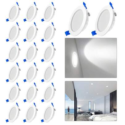  LILIIN Paket med 20 infällda taklampor 3W / 5W LED-taklampa platt infälld spotlight set varmvit / kallvit 230V aluminium takspots hushålls ultratunna LED-spots