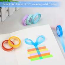 10 Rolls Fluorescent Transparent Index Tabs, Waterproof, Writable Highlighter Strips, Suitable For Bookmarks, Memo, Index Coding, Page Tags (5m*6mm) - Color Mixing - View 5