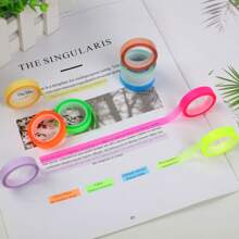 10 Rolls Fluorescent Transparent Index Tabs, Waterproof, Writable Highlighter Strips, Suitable For Bookmarks, Memo, Index Coding, Page Tags (5m*6mm) - Color Mixing - View 4