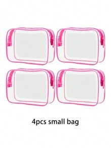 Bộ 3 túi đựng mỹ phẩm trong suốt, chống thấm nước, unisex, cần thiết cho kỳ nghỉ hè và du lịch - Nhẹ, nhiều màu (Hồng, Đen, Trắng, Đỏ hồng), túi du lịch đa chức năng có khóa kéo, có thể đựng đồ dùng vệ sinh cá nhân và phụ kiện của nữ, cũng thích hợp làm túi đựng đồ du lịch, túi trang điểm, túi đi biển, túi đựng mỹ phẩm. - Màu Hồng Tươi - Xem 20