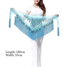 1 pieza Falda de bailarina de Tailandia/India/Árabe, falda sexy para baile del vientre con faja de cadera con flecos, falda de bailarina para mujer, traje de espectáculo con lentejuelas y flecos