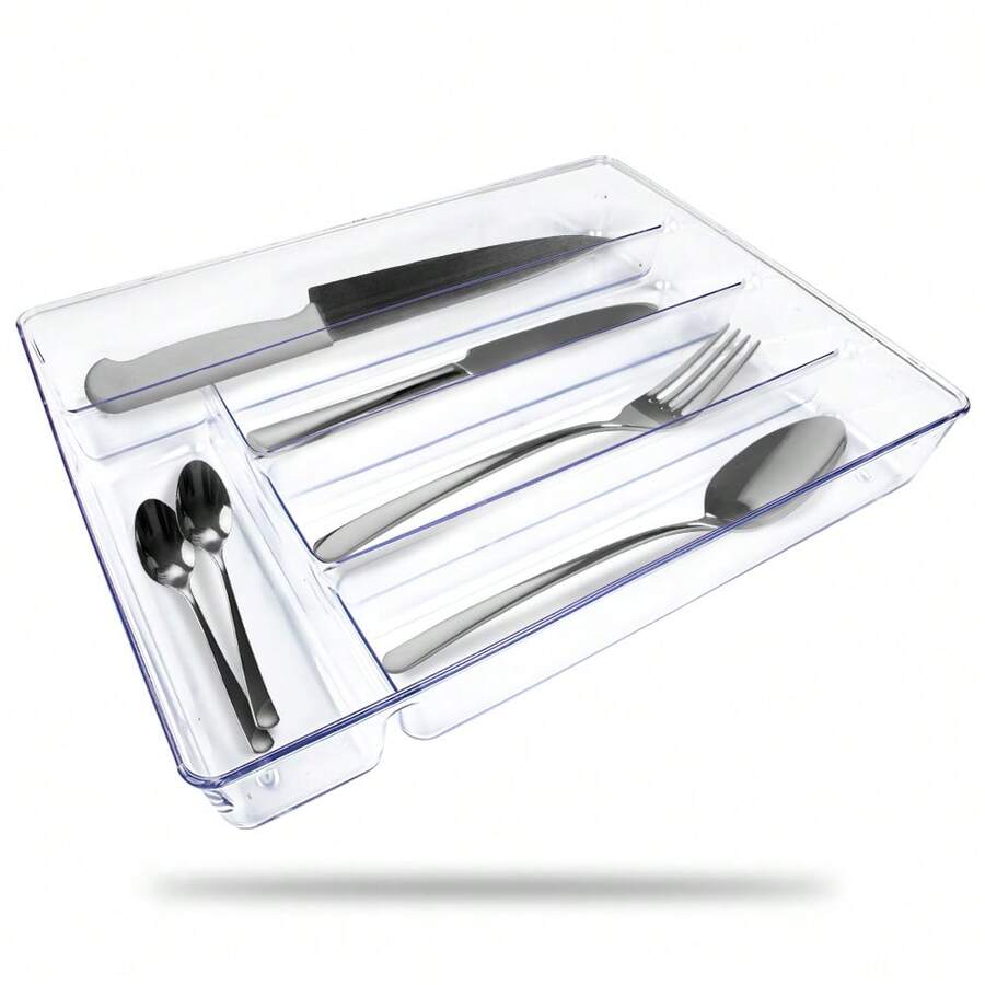 Drawer Organizer Acrylic Cutlery Holder For Kitchen Knife Separator Transparent Cutlery Multipurpose Refrigerator With 5 Dividers - 透明的 - 查看 1