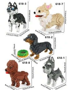 1 pieza Bloques de construcción de animales tipo perro (Chow Chow/Bulldog/Caniche/Labrador/Salchicha/Bulldog/Doberman/Perro de caza) mascota de compañía, juguete de construcción creativo y educativo, regalo de cumpleaños, decoración de habitación, Bulldog francés, juguetes para perros, bloques de construcción, Bulldog francés, bloques de construcción, Doberman