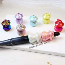 10Pcs Luminous Small Mushroom UV Plating Straight Hole Acrylic Beads For Jewelry Making Scratch-Resistant Wear Applicable DIY Cell Phone Bag Chain Car Hanging Decorative Accessories - Mixing Colors - View 2