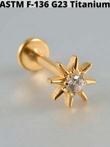 1 Stück Kubischer Zirkonia Sonne G23 Titan Knorpel Ohrringe Stecker 16G Innengewinde Stern Helix Cz Kubisch Zirkonia Blumen Ohr Tragus Piercing Schmuck Valentinstag