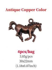 4pcs/Bag 6 Colors 30x22mm Horse Charms Pendant For DIY Keychain, Necklace, Bracelet, Earring Jewelry Making DIY Jewelry Findings