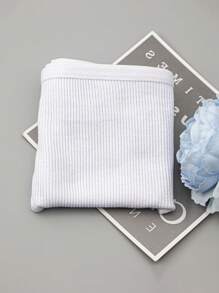 5 件装 女士白色罗纹针织高腰透气性感丁字裤 - 白色 - 查看 9