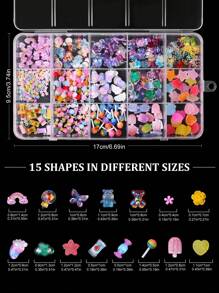 Lindo kit de arte de uñas de amor dulce con diseño de mini lollipop y decoración acrílica 3D para uñas, con colores y calcomanías llamativas, dijes para uñas, joyas para uñas y suministros para uñas DIY decoración uñas