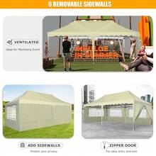 3m X 6m Pop Up Gazebo With Sides 3m X 6m Pop Up Gazebo With Sides Commercial Outdoor Garden UV 50+ - 卡其色 - 查看 6
