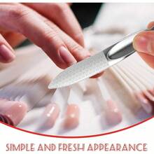 2pcs Nail Files Plume Shaped Stainless Steel Double Sided Nail Buffer Manicure Tools - Silver - View 5