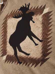 Deer Pattern Design Men's Hoodie With Kangaroo Pocket, Casual Fashion Men's Pullover Hoodie For Spring And Autumn