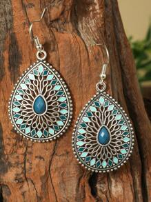 TopHanqi 1pair Vintage  Water Drop & Round Shape Pendant Earrings, Fashion Jewelry Accessory For Women, Suitable For Daily, Office, Party, Gift - Multicolor - View 5