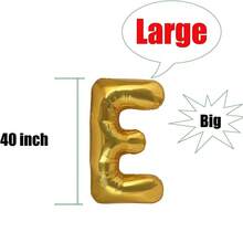 1入組40吋A-Z巨型金色字母氣球生日派對裝飾，Mylar鋁膜字母氣球可自由組合使用 - 彩色 - 查看 3